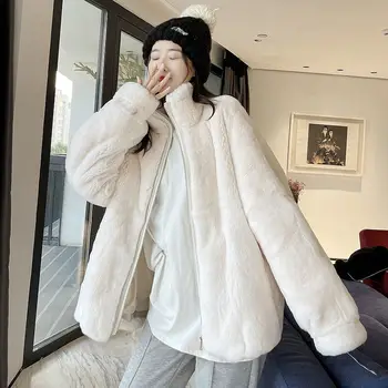 Toamna Iarna Moda Îngroșa Solid Palton Femei Casual Cald Mânecă Lungă Pierde Haina Noua Coreean Birou Doamnă Faux Blana Haina P156