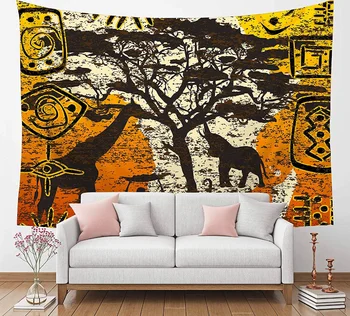 Trib African Simbol cu Harta Africa Tapiserie Etnice Arta de Perete Agățat Decoratiuni Partid lenjerie de Pat Perete Pătură Art Decor Acasă