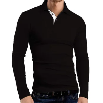 Tricouri Polo pentru Barbati 2022 New Sosire Homme Designer Business Casual Golf Tops Culoare Solidă Bumbac Amestec Rever Maneca Lunga T-shirt