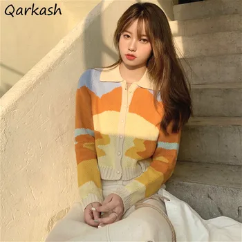 Trunchiate Cardigan Femei Chic Vintage Orange Coreean Trendy Moale Singur Pieptul Tricotate Elegante Femme Harajuku Dulce Kpop Primăvară