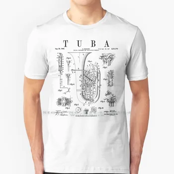 Tuba Epocă Brevet Tubaist Tubist de Desen de Imprimare T Tricoul de Bumbac 6XL Tuba Player Alamă Vânt Muzicieni Muzical Orchestra Formatie