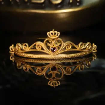 Vintage Elegant Printesa Coroana 18K Aur de 14K-a Umplut Deschide Cuff brățară Brățară pentru Fata pentru Femei Cadouri Regina Coroana Declarație de Bijuterii
