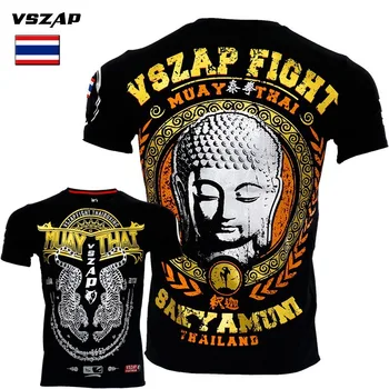 VSZAP Lupta de Box Tricouri Barbati Aur Ștampilarea Shakyamuni Muay Thai, MMA T-Shirt, Sală de Fitness BJJ Jiu Jitsu, Kickboxing Tricouri