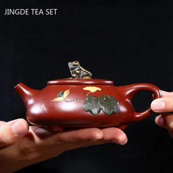 Yixing Dahongpao Ceai Vase de Lut Violet Piatra Scoop Ceainic Frumusete Fierbător Handmade Boutique Teaware Ceremonia Ceaiului Chinezesc Cadou 220ml