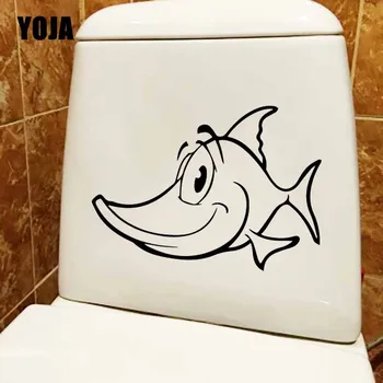 YOJA 25X18.1CM Copil Drăguț Pește Toaletă Autocolant de Perete Decal Dormitor Decor Acasă T5-0356