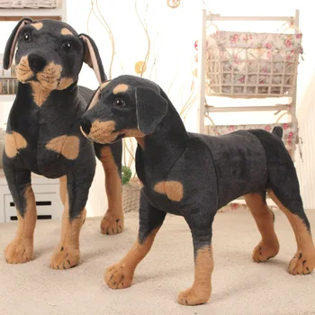 În picioare Câine Negru Simulare 3D Jucărie de Pluș Animale de Pluș Jucărie Super-Realiste de Câine Jucării pentru Copii Recuzită Fotografie Cadou de Ziua de nastere